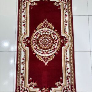 Burgundy Crown Bangladeshi Entryway Rug – Traditional Maroon Medallion Door Mat Carpet, 2 × 4 ft, 10mm