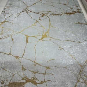Ivory Gold Marble Turkish Rug – 6.2×9.6 ft