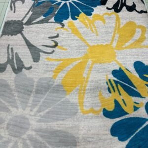 Teal Mustard Floral China Rug – 4x6 ft