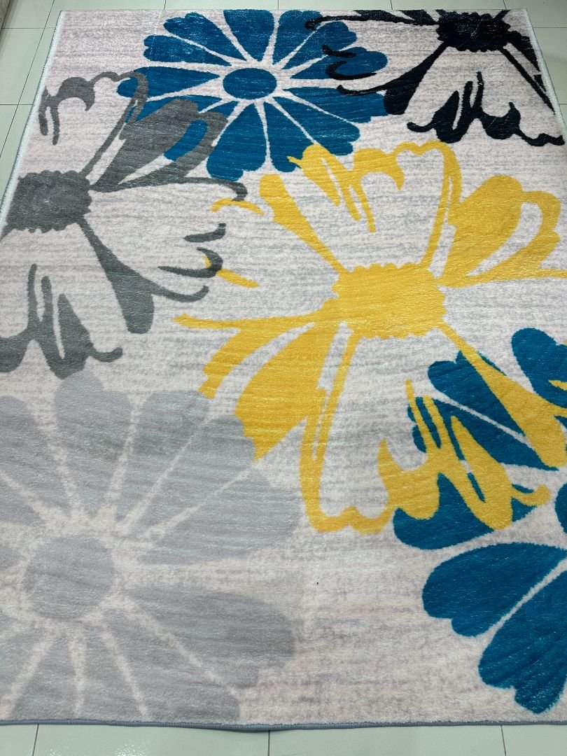 Teal Mustard Floral China Rug – 4x6 ft