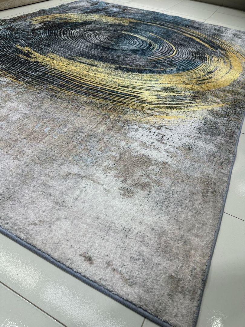 Black Gold Ripple Abstract China Rug – 5×7 ft - Image 3