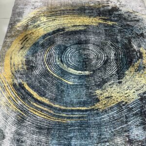 Black Gold Ripple Abstract China Rug – 5×7 ft