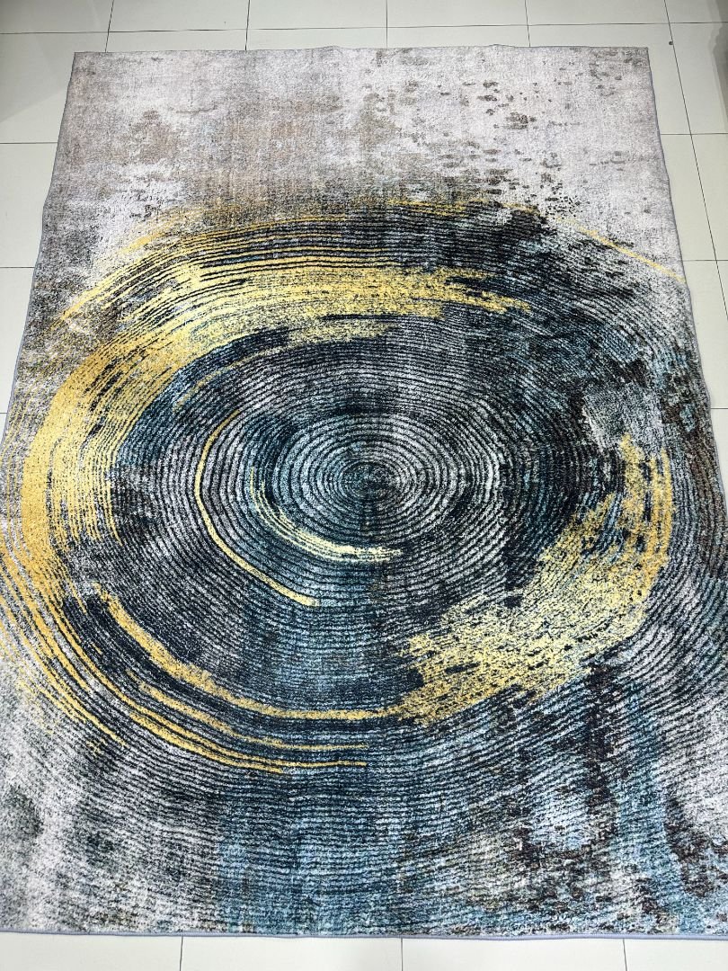 Black Gold Ripple Abstract China Rug – 5×7 ft - Image 6