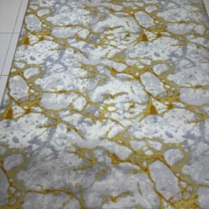 Golden Carrara Turkish Marble-Design Rug – Grey, Ivory & Gold, 5 × 7 ft | Lightweight No-Pile Anti-Slip Carpet