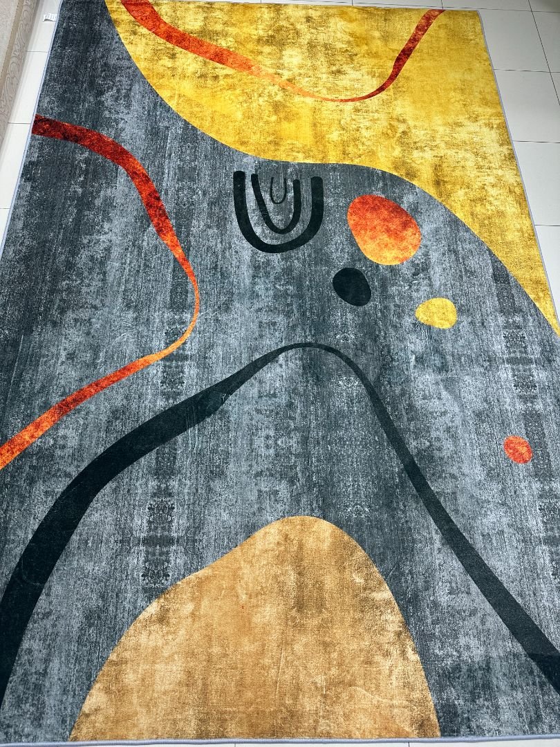 Amber Rhythm Modern Abstract China Rug – Grey, Mustard & Terracotta, 6 × 9 ft | Soft 8mm Lightweight Carpet - Image 5