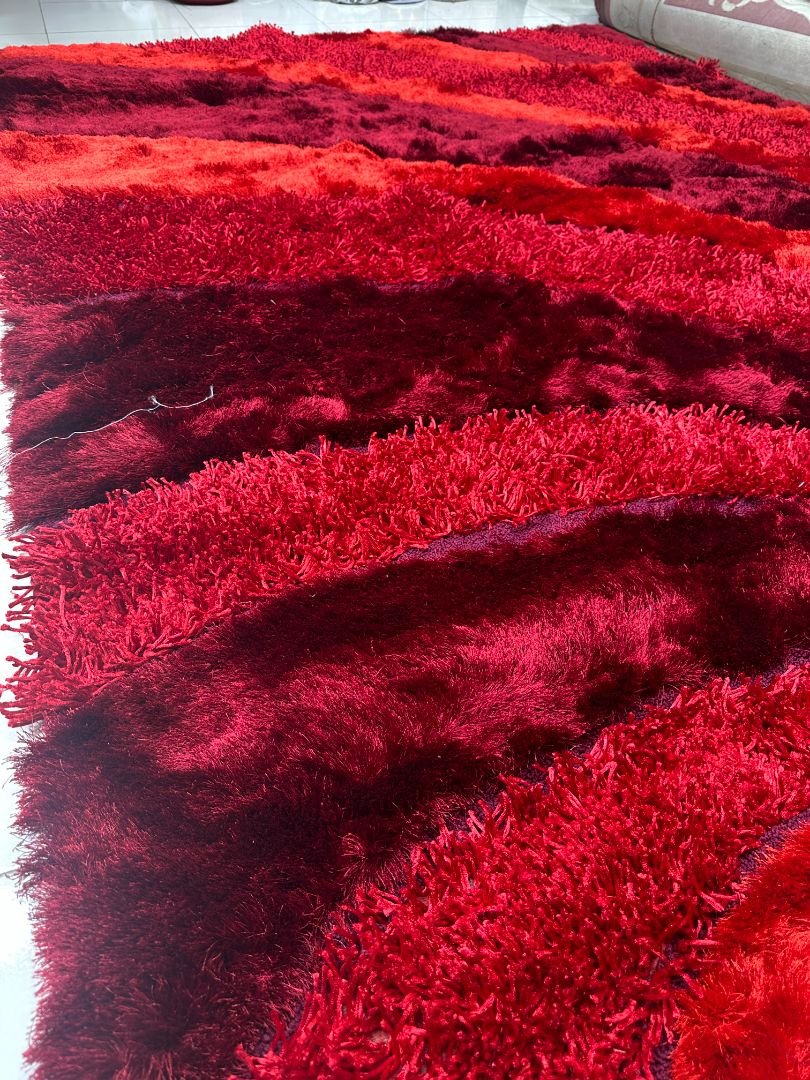 Crimson Cascade Plush Shaggy Rug – Red & Burgundy, 6 × 9 ft | Super-Soft 20mm+ Carpet - Image 2