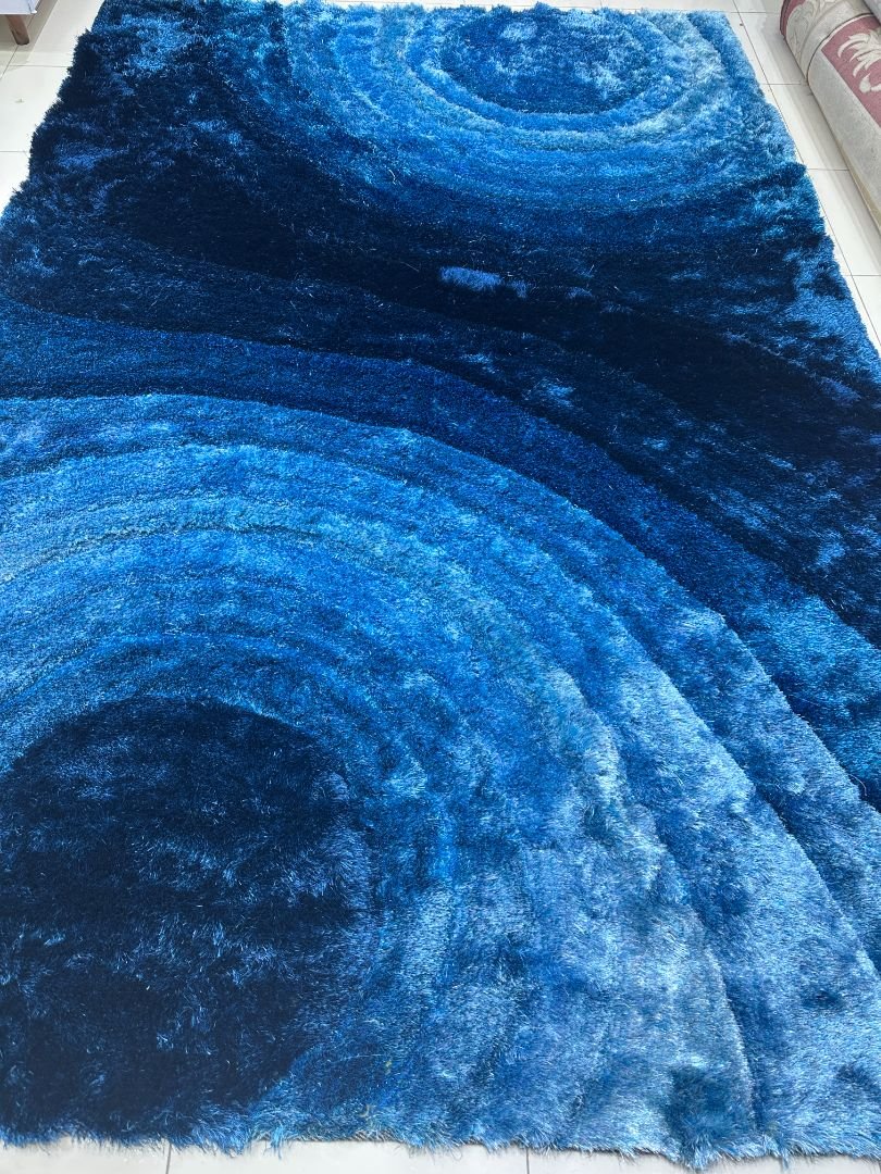 Sapphire Eclipse Plush Shaggy Rug – Blue & Navy, 6 × 9 ft | Super-Soft 20mm+ Carpet - Image 3