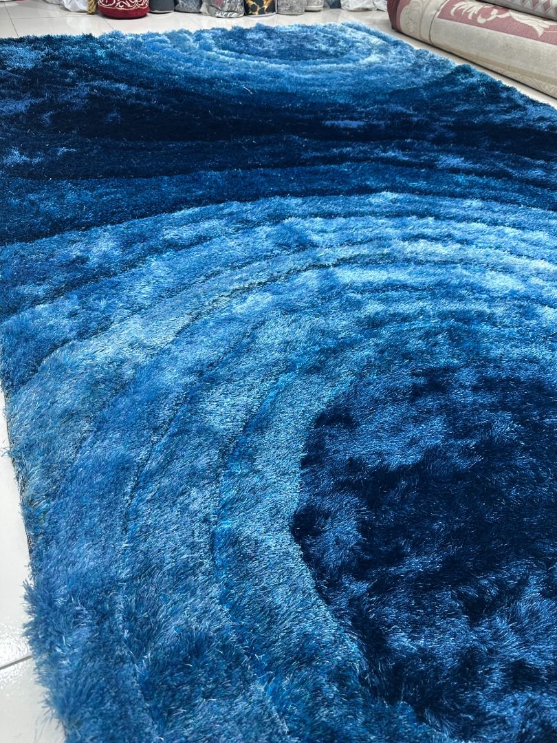 Sapphire Eclipse Plush Shaggy Rug – Blue & Navy, 6 × 9 ft | Super-Soft 20mm+ Carpet - Image 4